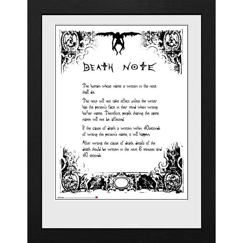 GB Eye Death Note Rules Framed Poster Print 12" x 16"