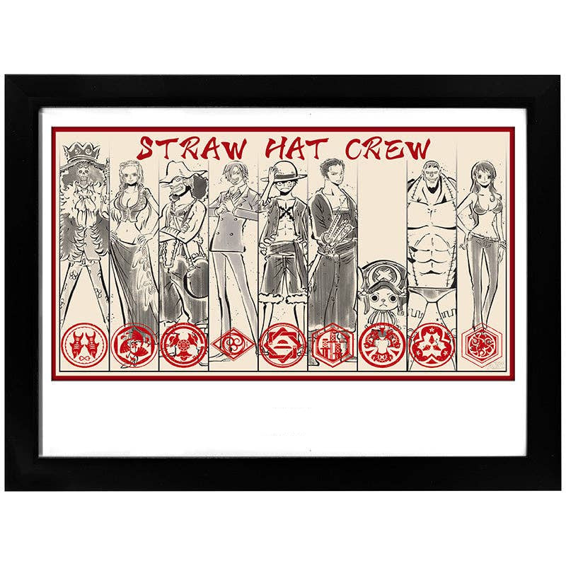 One Piece - Straw Hat Crew Framed Poster Print 12" x 16"